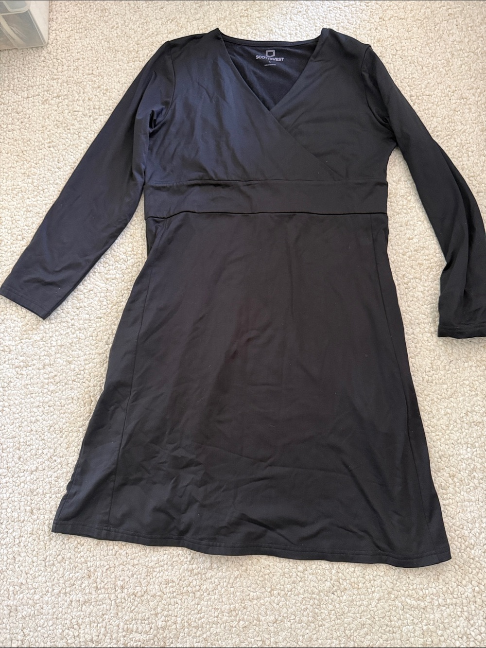 Scottevest Black Long Sleeve Wrap Dress